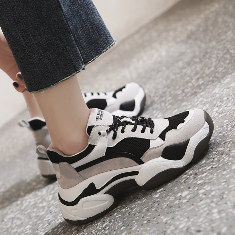 Women's 2021 spring new trendy feet, small thick soles, sports shoes, panda shoes