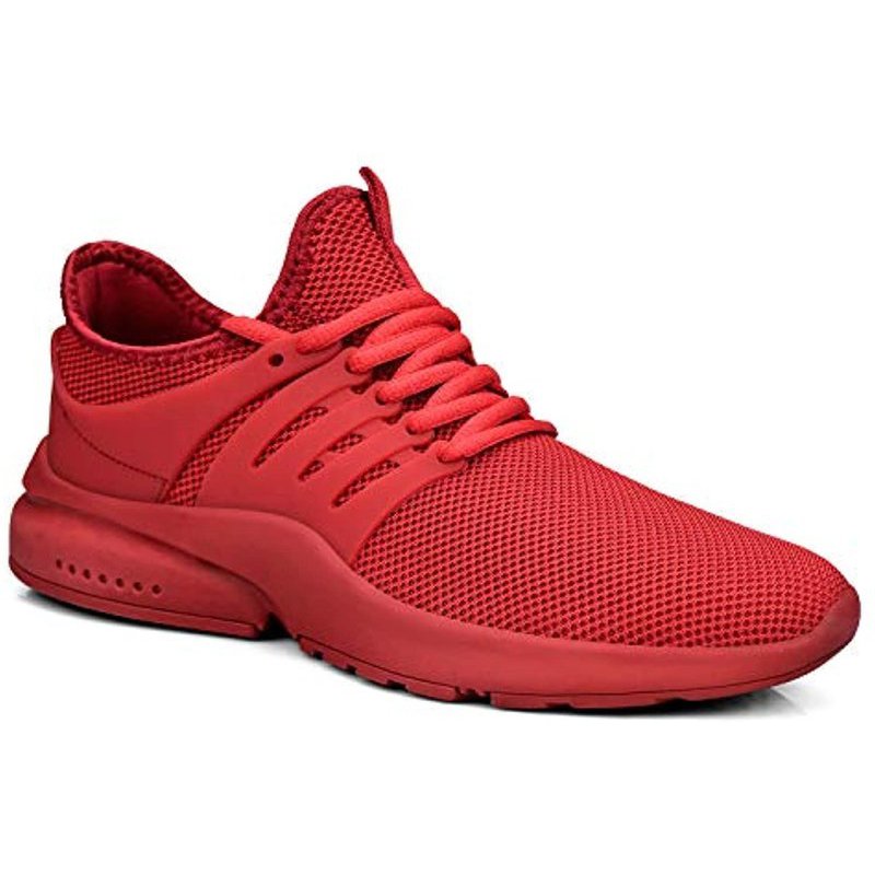 Feetmat Men's Non Slip Gym Sneakers Lightweight Breathable Athletic Running Walking Tennis Shoes Red