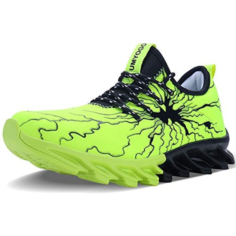 UMYOGO Fashion Graffiti Sneakers Tennis Running Shoes for Men Green